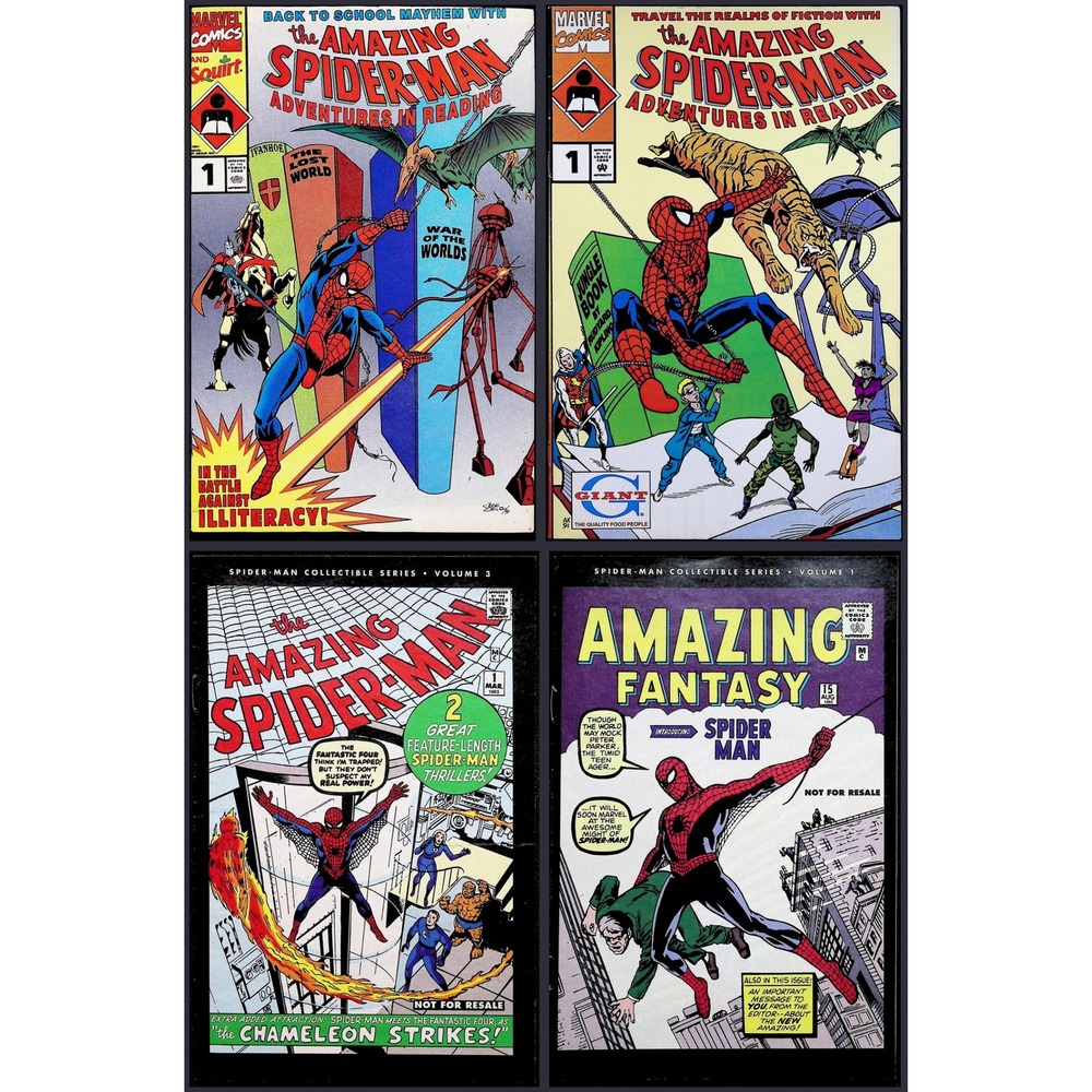 Spider-Man Adventures in Reading 4X Comic Lot AF 15 Collectible Series Marvel